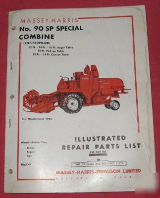 Massey-harris no. 90 sp special combine parts catalog 
