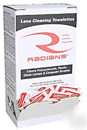 Radians lens cleaning towelettes anti-fog anti-static