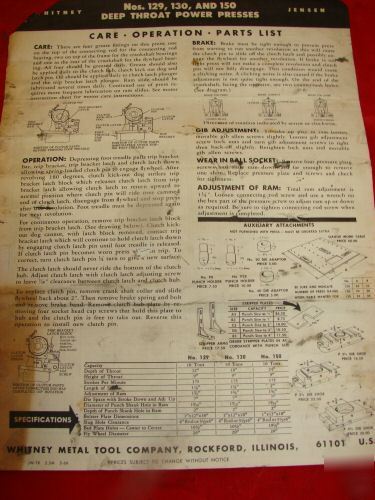 Roper whitney jensen pexto 10 ton punch press machine