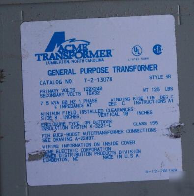 7.5 kva general pupose transformer or buck booster 1 ph