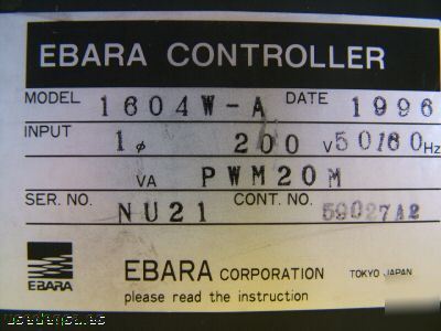 Ebara turbopump controller model 1604W-a