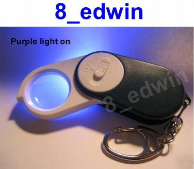 Foldaway 10 x magn loupe with led & purple (uv) light