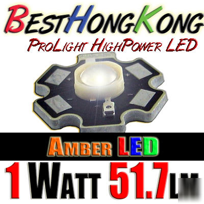High power led set of 100 prolight 1W amber 51.7 lumen