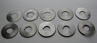 Martindale hss slitting saws, metal lot of 9+1 various