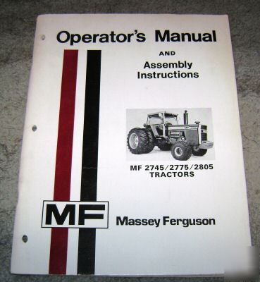 Massey ferguson 2745 2775 2805 tractor operators manual