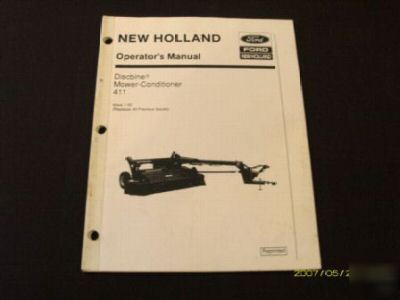New holland 411 discbine mower operators manual