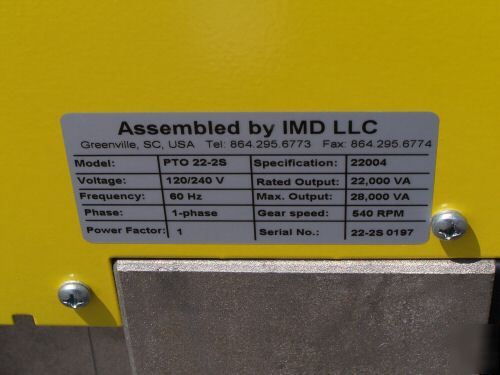 New 22-kw pto standby idm generator pto 22/2-s 