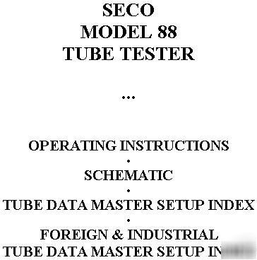 Setup data + manual = seco 88 = tube tester checker