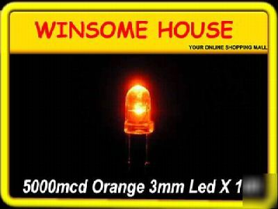Super bright 5000MCD orange 3MM led x 100PCS