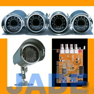 Four waterproof cameras & 4-ch dvr cctv wholesale 