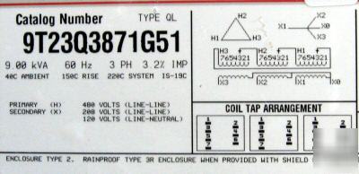 Ge 9 kva 480 primary 208 secondary. 9T23Q3871G51. exc++