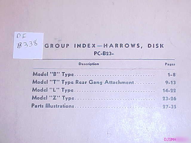 John deere b t l z disk harrows parts catalog