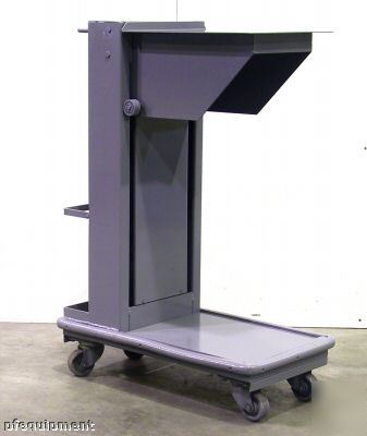 The spring actuated, self-leveling bindery cart