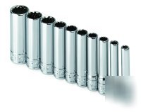 10PC 1/4IN. dr. sae deep 12 pt socket set -s k tools