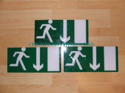 3 x emergency exit illuminated sign box light inserts