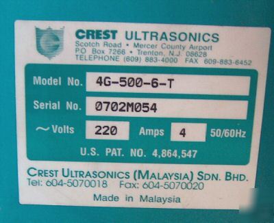 Crest ultrasonic generator 4G-500-6-t 40KHZ genesis