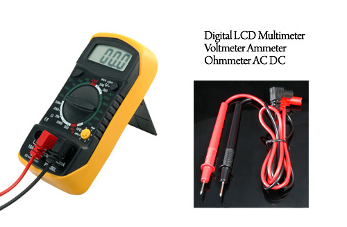 Digital lcd volt ohm multimeter tester batteries probe
