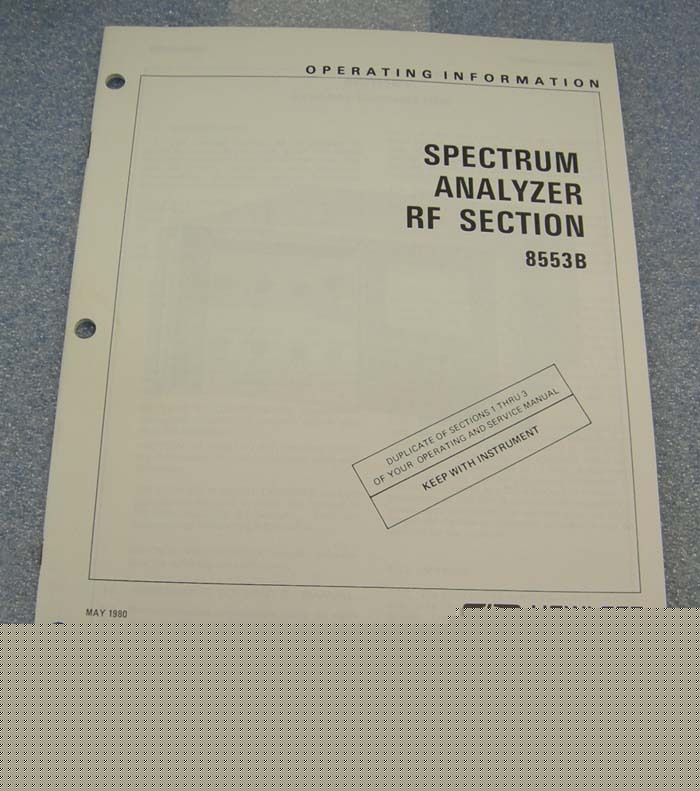 Hp 8553B spectrum analyzer rf section operating manual