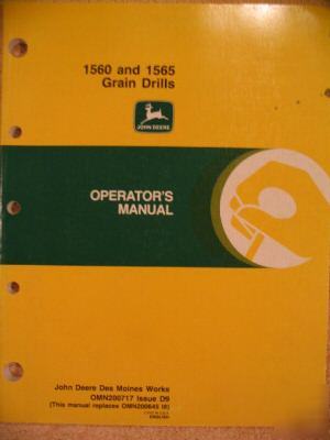 John deere 1560 1565 grain drill operator manual