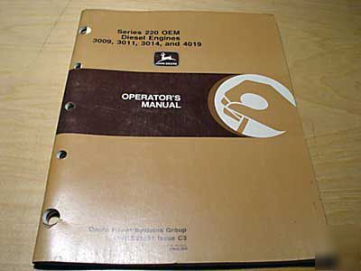 John deere 220 engine operator's manual 3009 3011 4019