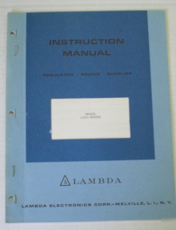 Lambda model lxs-8 series instruction manual - $5 ship 