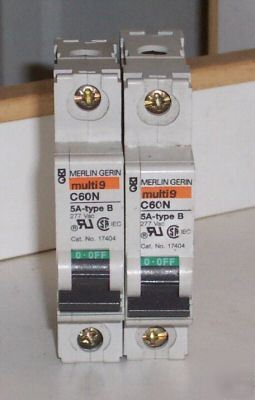 Merlin gerin 17404 5 amp circuit breaker lot