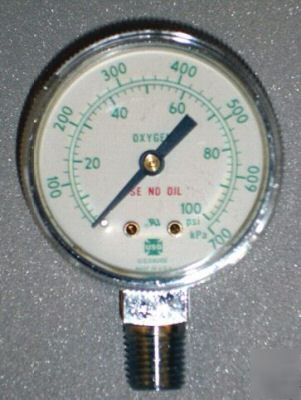 Oxygen pressure gauge 0-100 psi - 2