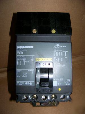 Square d FA36100 3POLE 100AMP 600V circuit breaker