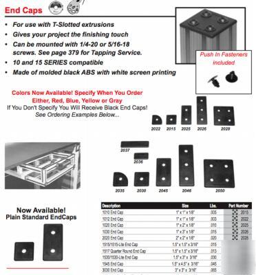 New 6 #2015 end caps for #1010 (80/20 inc) alum. ext.