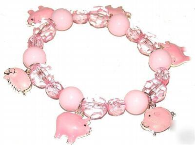 Plump little baby piggies charm bracelet farm animals