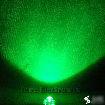  100 pcs 5MM green piranha LED1500MCD & free resistor