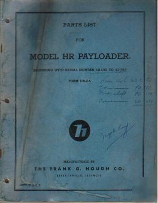 Hough model hr payloader parts list