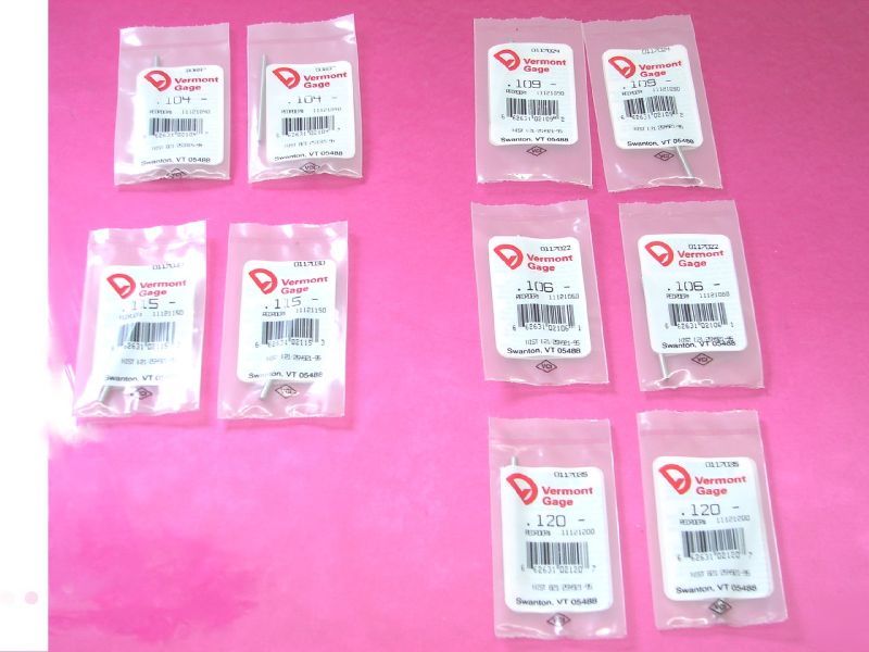 New 10 ind. class zz high prec. steel pin gages 5 sizes