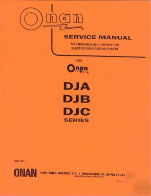 Onan dja djb djc service manual magniticiter 967-501