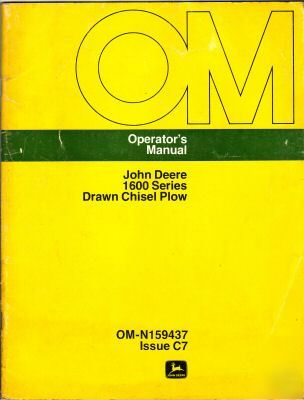 John deere 1600 ser drawn chisel plow operator's manual