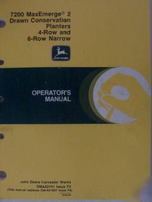 John deere 7200 maxemerge 4-,6-row narrow owner manual