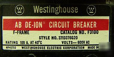 Westinghouse type F3100 circuit breaker [used]