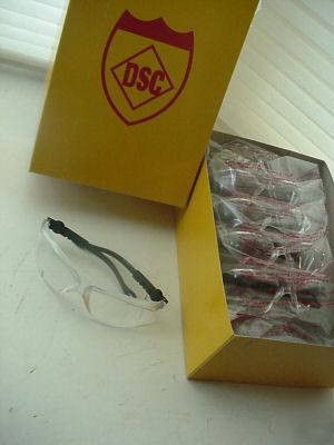 Safety glasses, 1 dz black w/clear lens, dsc #70531C