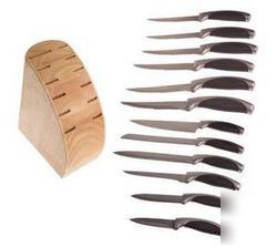 Stainless steel 12 piece knife set with block K4954