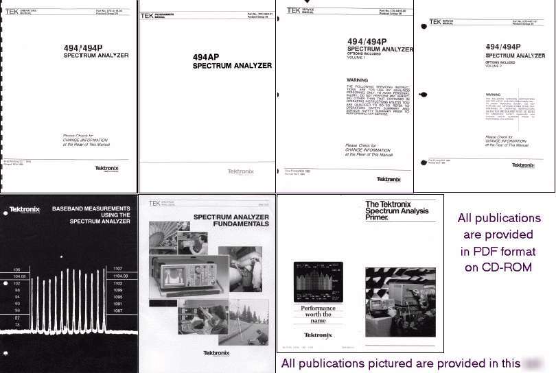 Tektronix 494 service/ops/prog man'l set plus