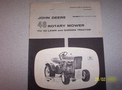 John deere 46 mower for 112 lawn tractor ops manual