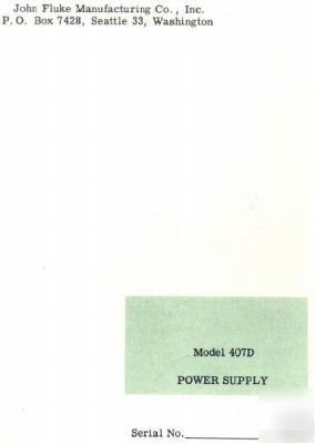 John fluke 407D operation & service manual