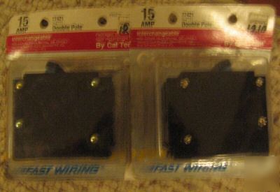 New lot of 3 15 amp double pole circuit breaker squared