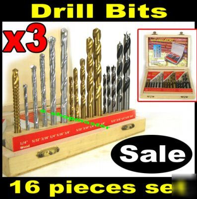 (X3) 16 pc tungsten titanium precision drill bit set 